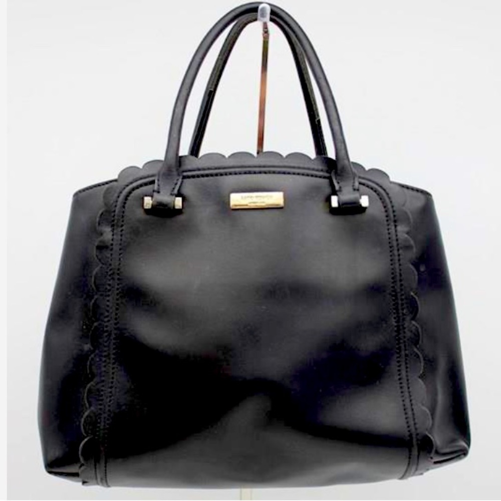 Kate Spade Maple Court black mini tote scalped edges zipper closure 17”x7”x12”